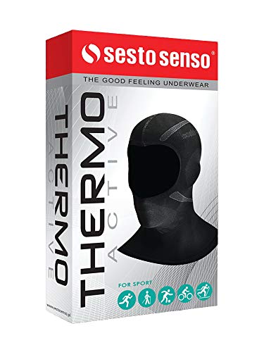 Sesto Senso Pasamontañas Balaclava Máscara Bufanda Prueba de Viento Elásticos en Tejido para Esqui Ski Snowboard Moto Ciclismo S/M Negro