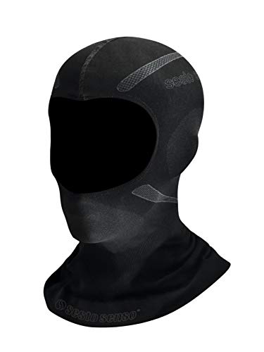 Sesto Senso Pasamontañas Balaclava Máscara Bufanda Prueba de Viento Elásticos en Tejido para Esqui Ski Snowboard Moto Ciclismo S/M Negro