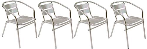 SF SAVINO FILIPPO 4 sillas de bar de aluminio antioxidante, apilables, para exterior, interior, Catering, restaurante, establecimiento de baño