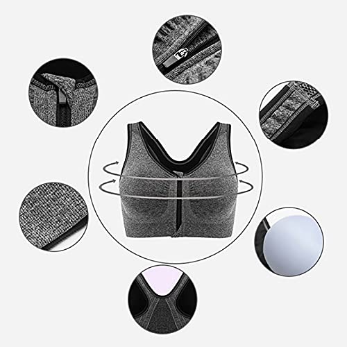 Sfit Sujetador Deportivo Mujer 2/3Pack Cierre Delantero Cremallera de Apertura Frontal Sujetador Alto ImpactoAlmohadilla Extraíble Sin Llantas Cómodo Ropa Mujer para Entrenamiento Yoga Físico