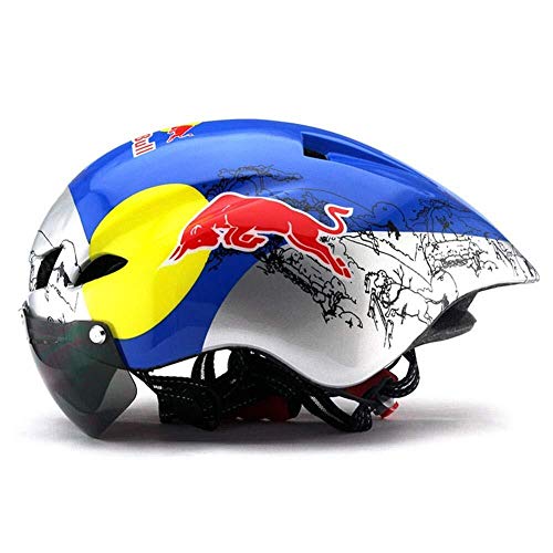 Shangfu Ciclismo Casco De Bicicleta De Montaña Gafas De Bicicleta Bicicleta De Montaña Casco De Bicicleta De Ciclo del Neumático (Color : Red Bull Color, Size : One Size)