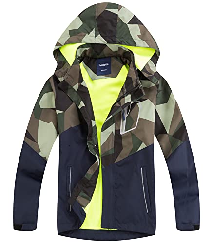 shepretty Chaqueta Impermeable Camuflaje con Forro Polar Niño Cazadora Cortavientos Niño Invierno7019,Armygreen,140