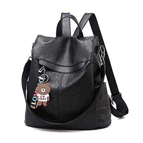 shepretty Mochila Cuero antirrobo para Mujer, 0298Negro