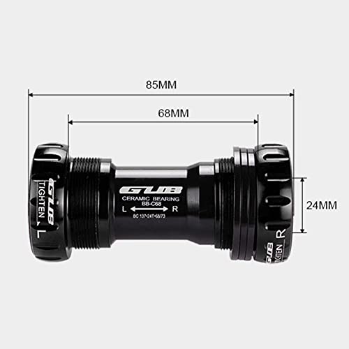 SHHMA Bike Bottom Bracket Ceramic Bearing Threaded Type Bottom Axle One-Piece Hollow Central Axle for BMX Mountain Road Bike Bicycle Accessories,Negro