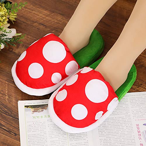 Shihong-G Super Mario Piranha Plants Cannibal Flower Plush Slippers Loafer Christmas Cosplay Inicio Desgaste Pantuflas Calientes y suaves para damas con soporte para ollas