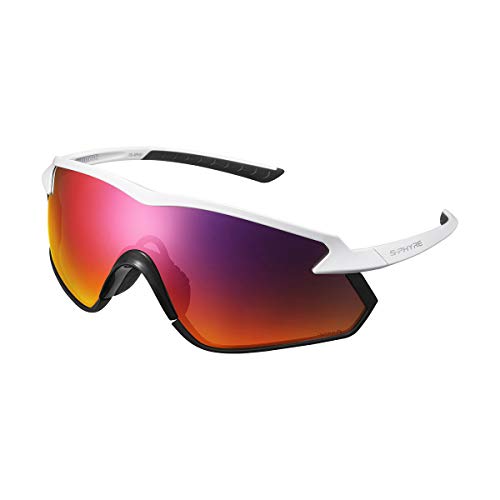 SHIMANO ECESPHX1PLW04 - Gafas de ciclismo, color blanco (montura), mate metálico (Lente), unisex, adulto, talla única