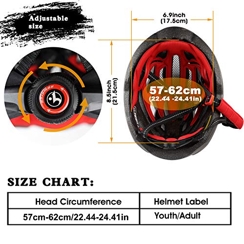 Shinmax Casco de Bicicleta con Luz LED USB Visera Desmontable Ajustable con Certificación CE Casco de Bicicleta BMX Scooter Montaña y Carretera Especializado para Adultos Casco Bicicleta con Mochila