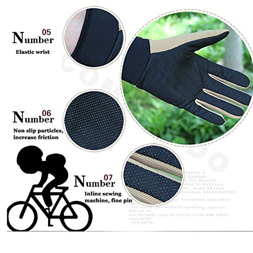 Shndhi Guantes De Bicicleta Ciclismo Motocicleta Guantes Tácticos Deportivos para Hombre, Ligeros, Transpirables, De Dedo Completo, Antideslizantes, Guantes Tácticos De Verano-Kahaki_China_S