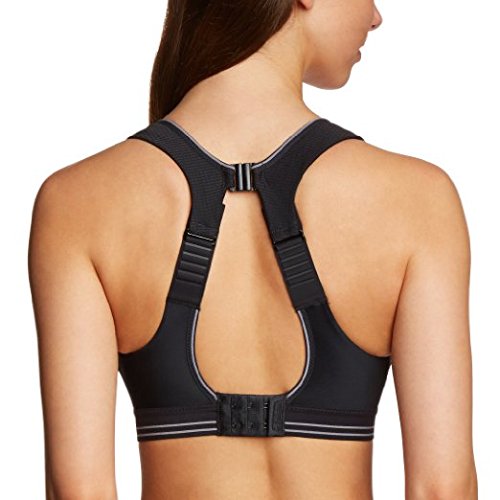 Shock Absorber Run Sujetador Estilo Bralette, Negro-Negro/Plata, Talla del Reino Unido: 36 G para Mujer