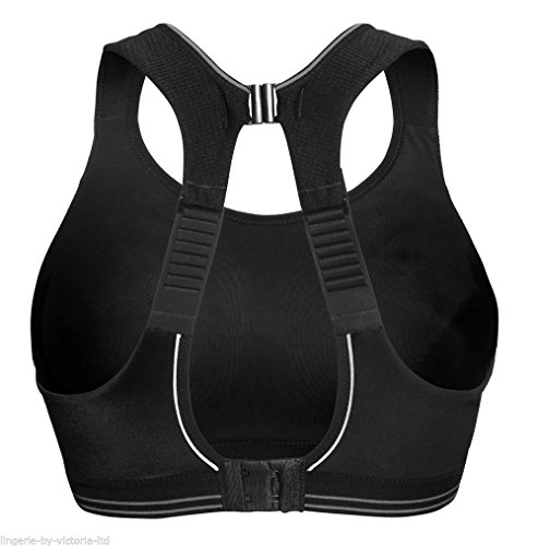 Shock Absorber Run Sujetador Estilo Bralette, Negro-Negro/Plata, Talla del Reino Unido: 36 G para Mujer