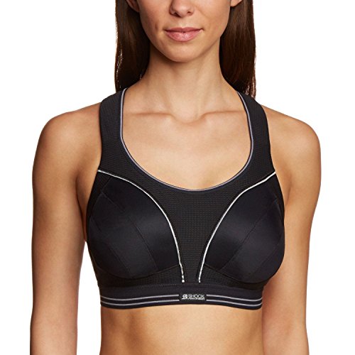 Shock Absorber Run Sujetador Estilo Bralette, Negro-Negro/Plata, Talla del Reino Unido: 36 G para Mujer