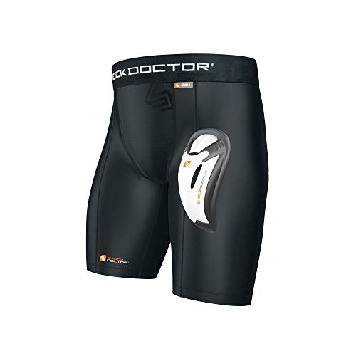 Shock Doctor - Short de compresión con Bioflex Copa, para adultos, color negro, talla XL