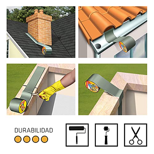 Sika Multiseal SG, Gris, Banda autoadhesiva bituminosa soporte múltiple, para reparación de cubiertas y fisuras en edificios 15 cm x 12 ml