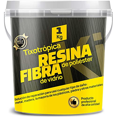 Sikd - Kit Reparación Fibra de Vidrio y Resina de Poliéster 1kg para Embarcaciones, Piscinas, Depósitos, Caravanas, Tuberías, Carrocerías Coches, Motos, Esculturas, Moldes