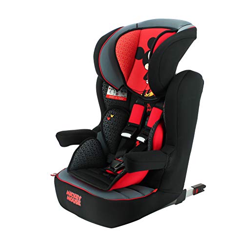 Silla de coche para Bebe isofix IMAX grupo 1/2/3 (9-36kg) con proteccion lateral y el reposacabezas ajustable - made in France - Mickey