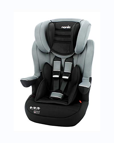 Silla de coche para Bebe isofix IMAX grupo 1/2/3 (9-36kg) con proteccion lateral y el reposacabezas ajustable - made in France - Nania Luxe gris