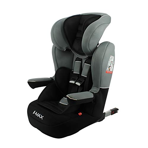 Silla de coche para Bebe isofix IMAX grupo 1/2/3 (9-36kg) con proteccion lateral y el reposacabezas ajustable - made in France - Nania Luxe gris