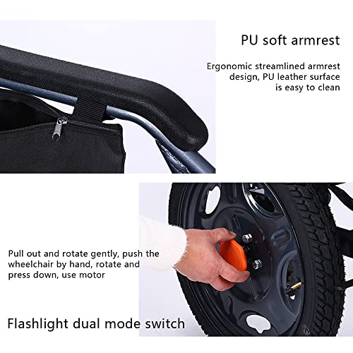 Silla De Ruedas Eléctrica Silla De Ruedas Eléctrica Plegable Motorizada, Silla De Ruedas Eléctrica Plegable Pesado, Adecuada para Personas Mayores Y Discapacitada,40A