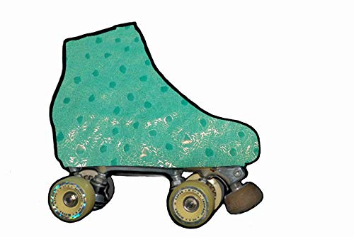 SILVYE Fundas Cubre Patines Especiales Brillantes Y Metalizadas para Patinaje ARTÍSTICO (Verde Piscina Gotas Brillante, Talla S)