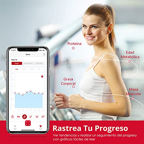 sinocare Báscula Grasa Corporal Muscular, Bascula de Baño Inteligente, Peso Baño, Balanza Peso Corporal, 14 Análisis de Datos Corporales, Alta Precisión (ST/KG/LB) 180kg