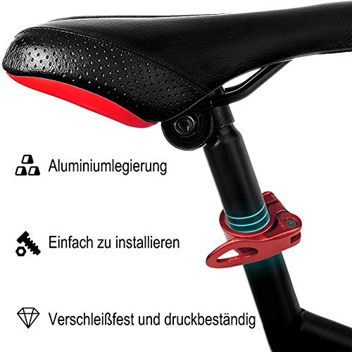 sinzau Abrazadera de sillín de aleación de aluminio para bicicleta, con cierre rápido, 31,8-34,9 mm, color rojo
