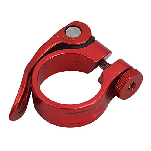 sinzau Abrazadera de sillín de aleación de aluminio para bicicleta, con cierre rápido, 31,8-34,9 mm, color rojo