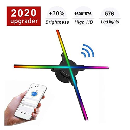 SJL1124 Proyector Holograma Proyector Fan WiFi 3D Holográfico RGB0805 LED Decoraciones de Fiesta Holograms Fan Publicidad Máquina giratoria Imagin 56cm para Tienda, Bar, Casino, Exhibición De Fiestas