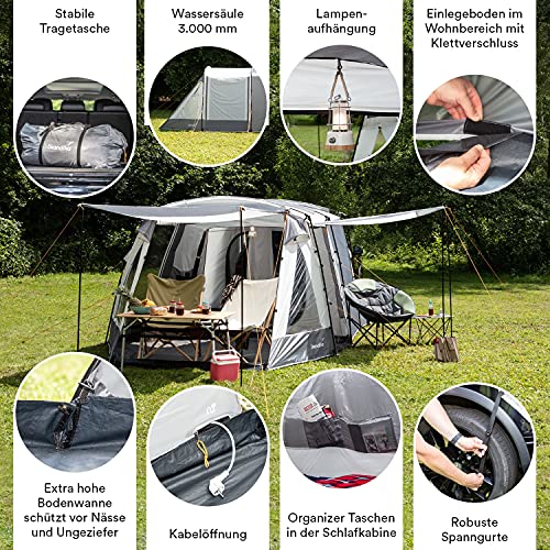 Skandika Pitea XL Up - Tienda de campaña para Coches para 4 Personas - con Cabina para Dormir - 2,3 m de Altura - Impermeable - 3000 mm de Columna de Agua