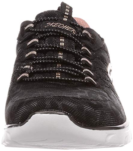 Skechers Empire D'Lux-Spotted, Zapatillas Mujer, Negro (BKRG Black Mesh/Rose Gold Trim), 38 EU