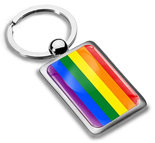 Skino Biomar Labs® Llavero con Caja de Regalo de Metal en 3D para Hombres y Mujeres Bandera del LGBT Orgullo Gay Pride Lesbian Rainbow Peace KK 253