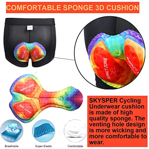 SKYSPER Pantalon Calzoncillos Ropa Interior Ciclismo para Mujer Culote Pantalones Cortos Deportivos Gel 3D Acolchada para MTB Ciclismo Bicicleta al Aire Libre Transpirable Secado Rápido