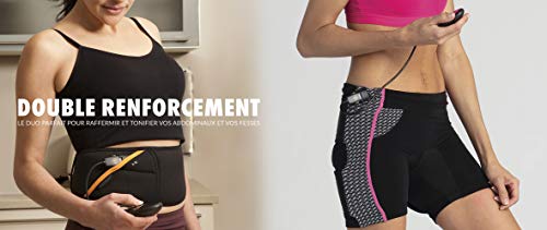 Slendertone Pack Cinturón Abs7 y Pantalones Cortos para Gluteos Electroestimulacion, Unisex-Adult, Negro, 69-119cm, 34-40