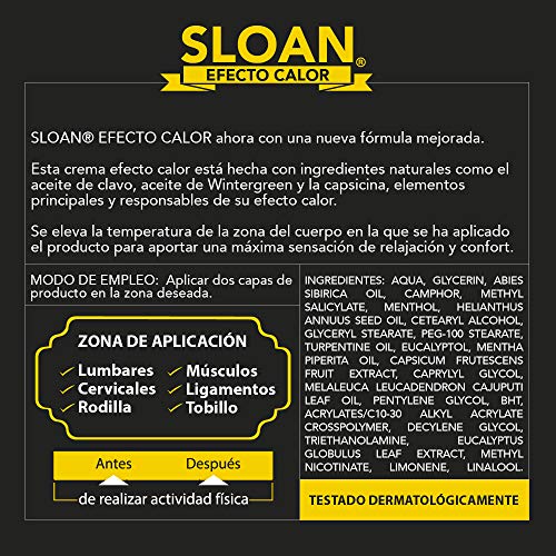 SLOAN Crema De Efecto Calor Para Músculos Y Ligamentos, Negro, 75 ml