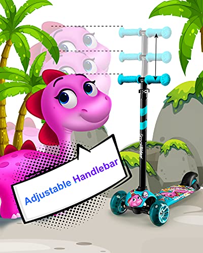 Small Rider Turbo Cartoons, Patinete de 3 Ruedas con Dibujos Animados, Ruedas Anchas con luz LED, Plegable, Ajustable en Altura, Carga máxima 70 kg, Niños y niñas 3 a 8 años (Rojo)