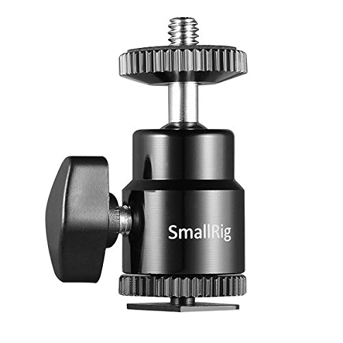 SMALLRIG Mini Rotula de Bola, 360 Grados Ball Head Mount con 1/4 Tornillo y Adaptador de Zapata Flash - 761