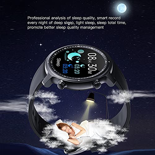 Smartwatch Hombres Relojes Inteligentes Bluetooth recibe Llamadas,Fitness Smartwatch 1.28'' de Reloj Deportivo con Podómetro para Samsung Huawei Android iOS Ronda(Negro)