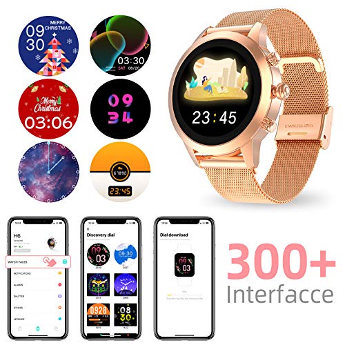Smartwatch Mujer, Aney Well Reloj Inteligente IP68 con Oxígeno Sanguíneo Pulsómetro, Monitor de Sueño, Notificaciones Inteligentes, Reloj Deportivo Mujer con Podómetro Caloría para Android iOS