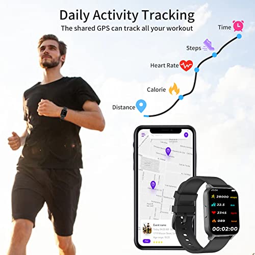 Smartwatch,1.69" Reloj Inteligente Hombre Mujer con Temperatura,Impermeable IP68 Fitness Reloj 24 Modos Deporte con Pulsómetro Monitor de Sueño Calorías Podómetro para Android iOS Rosado (Negro)