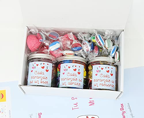 SMARTY BOX Caja Regalo Caramelos y Gominolas San Valentín, Navidad, Cumpleaños Aniversario Pareja, Enamorados, Cesta Golosinas Originales Chuches sin Gluten, Fabricado en España