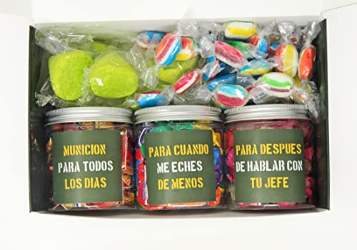 SMARTY BOX Regalo Chuches Caja original de Caramelos y Gominolas, Cumpleaños, con Frases para Hombre, Amigo, Novio, Pareja, Chucherías sin Gluten Golosinas Caja de Emergencia Fabricado en España