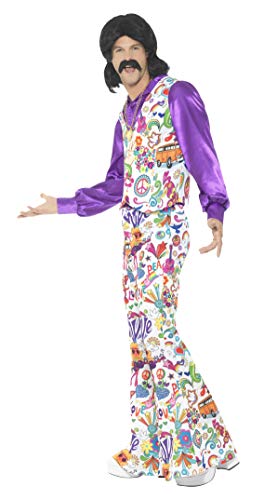 Smiffys 60s Groovy Hippie - Traje con chaleco, camisa y pantalones, Multicolor, XL