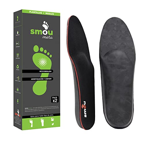 SMOU META Plantillas para metatarsalgia | Alivian el dolor de almohadilla metatarsal con barra retrocapital | Plantillas gel y memory foam gran amortiguación | Ortopédicas mujer o hombre (41-42 EU)