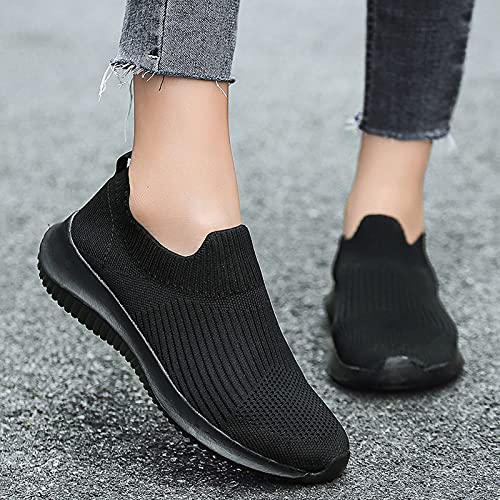 Sneakers Breathable Sports Solid Mesh Color Runing Shoes Women Shoes Outdoor Women's Sneakers (Black, 39.5)