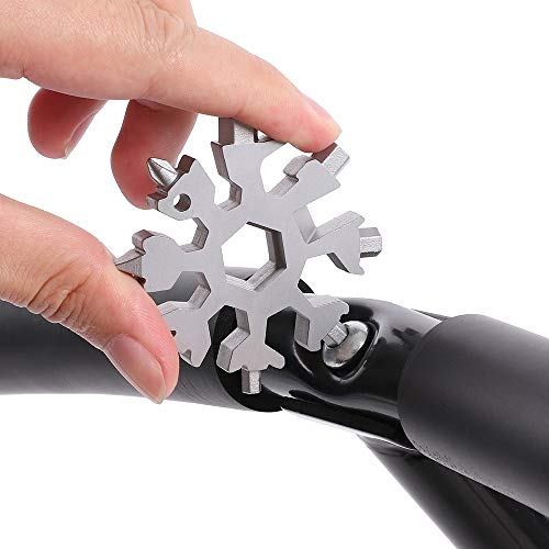 Snowflake Multi-Tool 18 en 1, portátil, de acero inoxidable, regalos para hombres, herramienta genial, pequeño regalo para papá, esposo (Plateado)