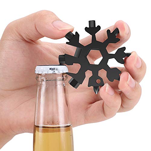 Snowflake Multi-Tool 18 en 1, portátil, de acero inoxidable, regalos para hombres, herramienta genial, pequeño regalo para papá, esposo (Plateado)