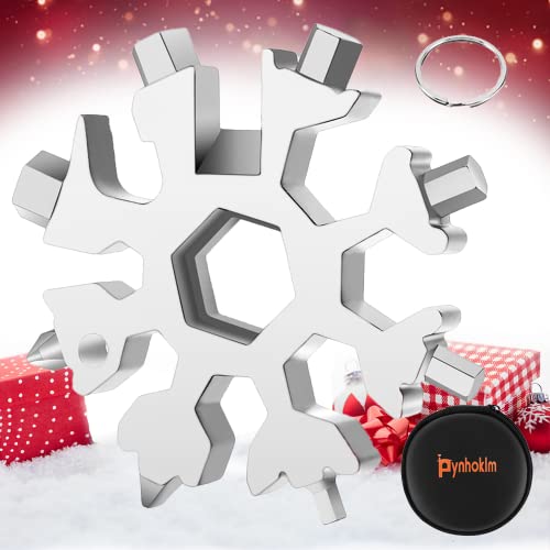 Snowflake Multi-Tool 18 en 1, portátil, de acero inoxidable, regalos para hombres, herramienta genial, pequeño regalo para papá, esposo (Plateado)