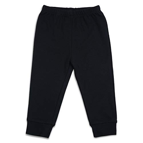 SOBOWO - Pantalones de algodón para bebé (3 unidades, unisex), color sólido, informal, para recién nacidos, niños y niñas de 0 a 24 meses Negro/Gris/Azul Marino. 18 meses