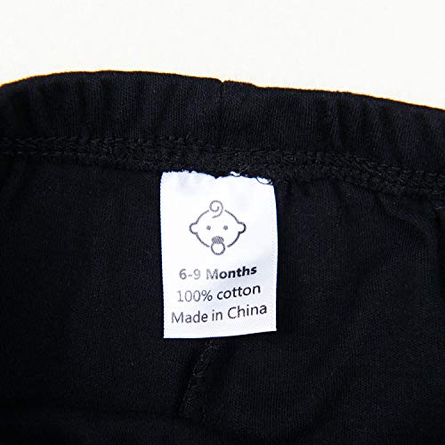 SOBOWO - Pantalones de algodón para bebé (3 unidades, unisex), color sólido, informal, para recién nacidos, niños y niñas de 0 a 24 meses Negro/Gris/Azul Marino. 18 meses