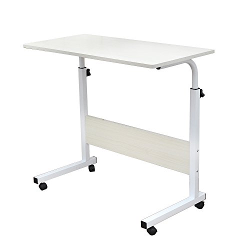 SogesFurniture Mesa Portátil Ordenador Ajustable con Ruedas, 80 * 40cm Mesa sofá Mesa de Escritorio para Cama o Sofá, Arce Blanco 05#1-80MP-BH