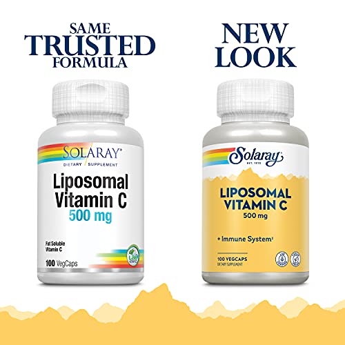 SOLARAY Liposomal Vitamin C 500mg, Fat Soluable Vitamin C, Vegcaps, Sin Sabor, 100 Unidad,